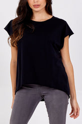 Blush Cap Sleeve High Low Rolled Edge Top For Women ONE SIZE - Dropwear